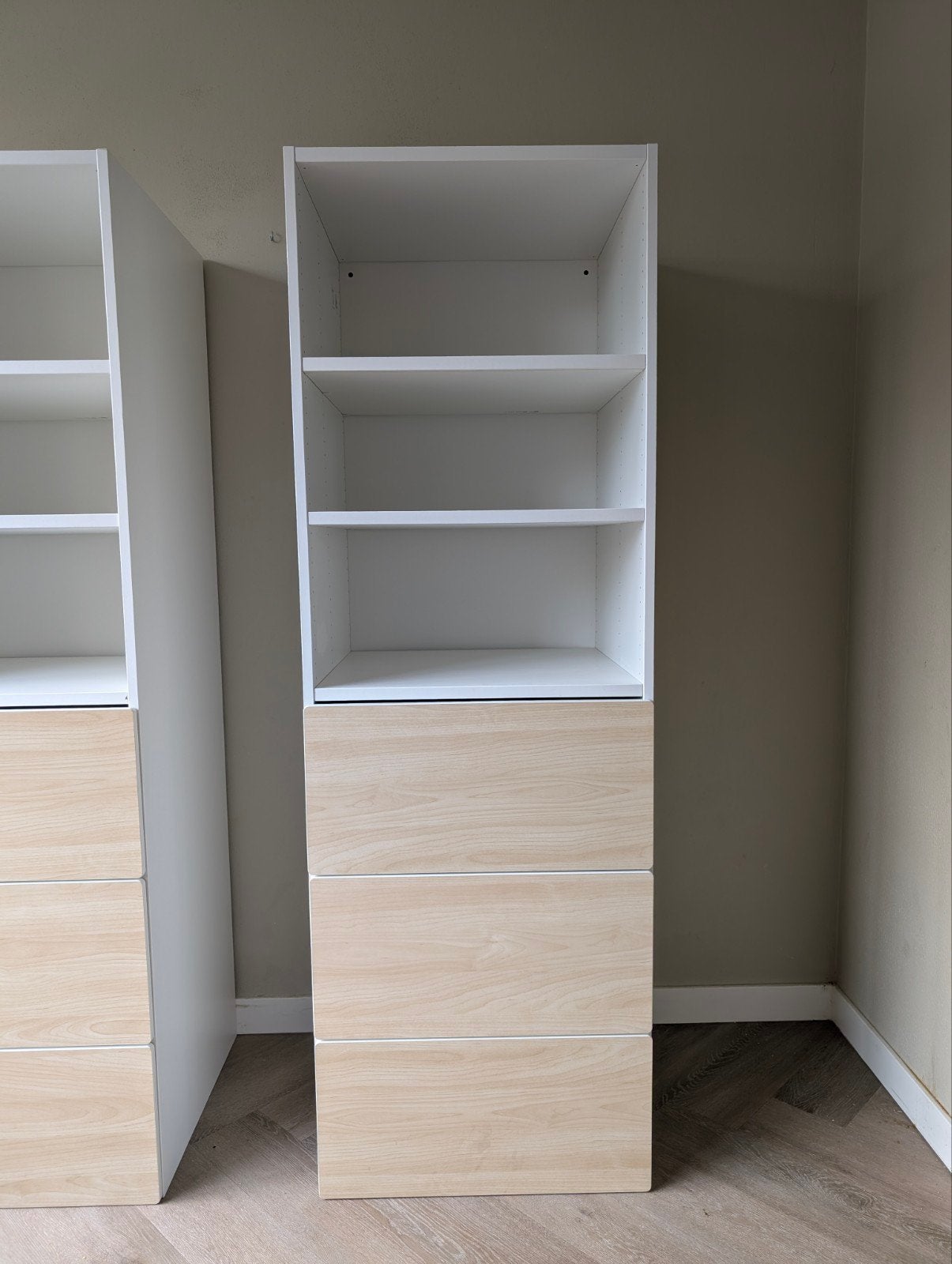 IKEA dresser with 3 shelves and 3 drawers, wit oak and wit, Huis en Inrichting, Ophalen, 50 tot 100 cm, Zo goed als nieuw, 150 tot 200 cm