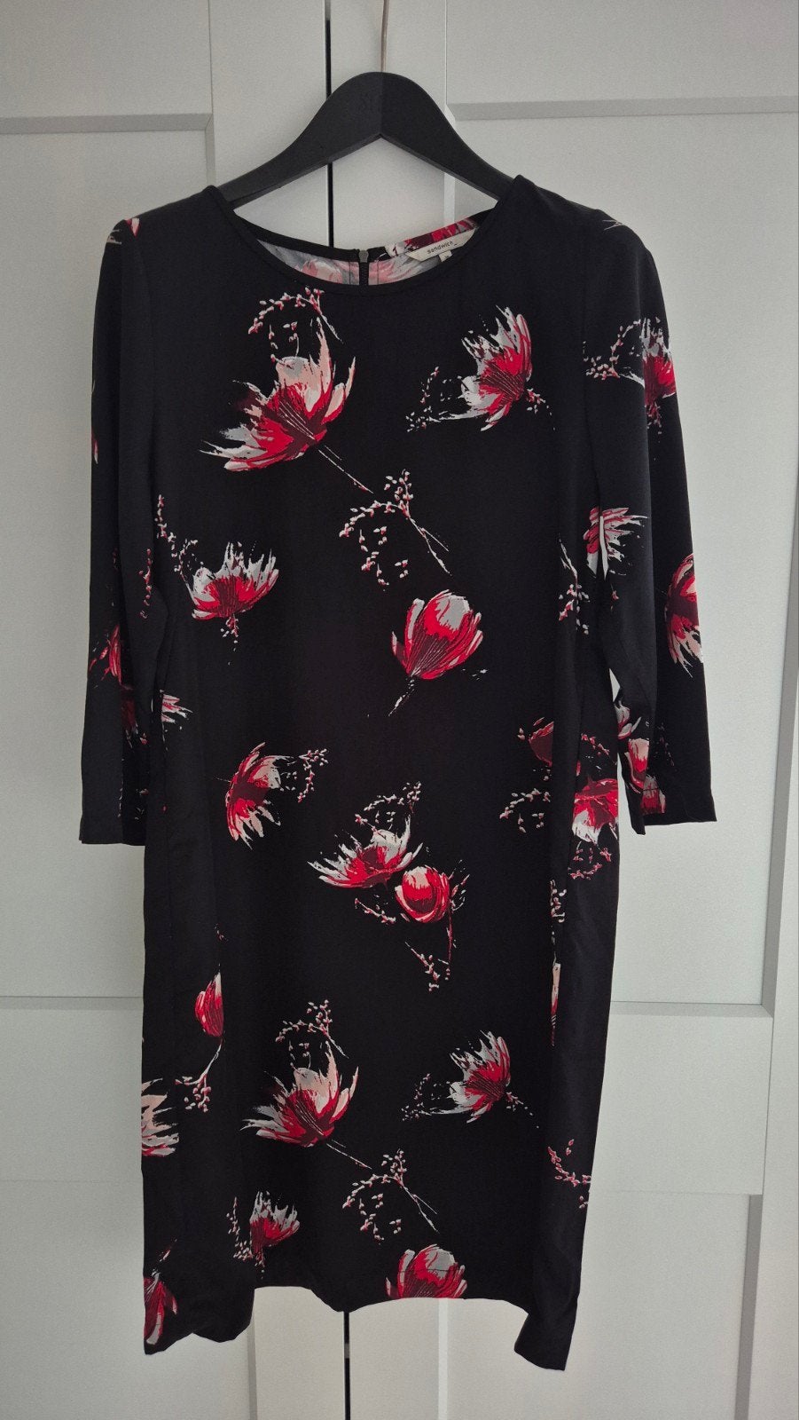 Sandwich jurk mt 38 zwart bloemenprint, Kleding | Dames, Maat 38/40 (M), Zwart, Ophalen of Verzenden, Zo goed als nieuw