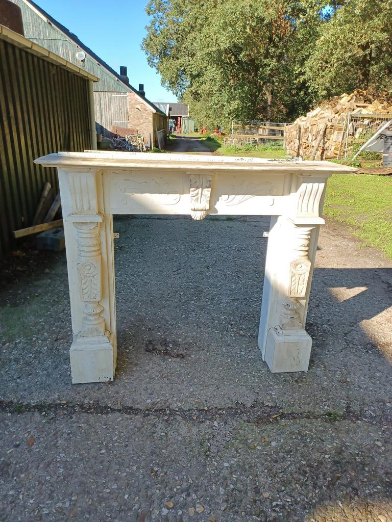 Sierlijke antieke schouw / sidetable – karakterstuk, Ophalen, Zo goed als nieuw, Vrijstaande haard, Elektrische haard