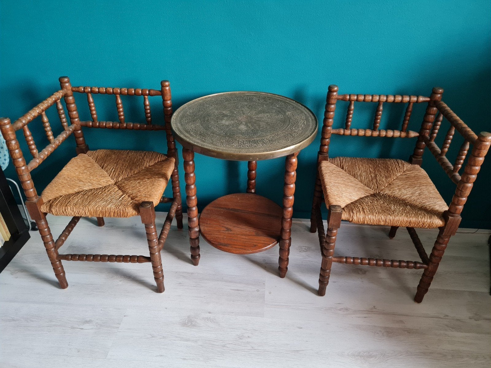 Antieke rooktafel met 2 stoeltjes, Antiek en Kunst, Ophalen