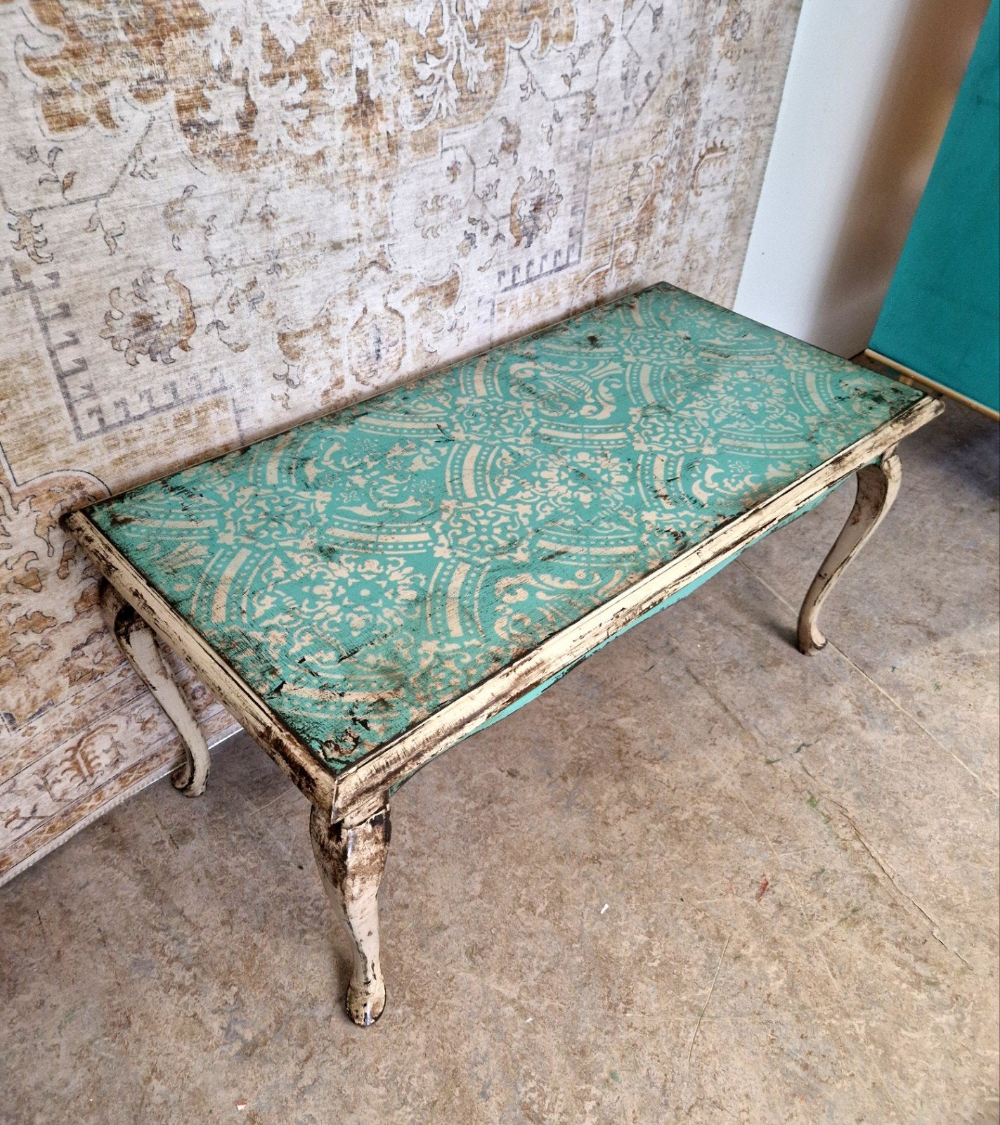 India Ibiza salontafel/ vintage look tafel, Antiek en Kunst, Ophalen of Verzenden