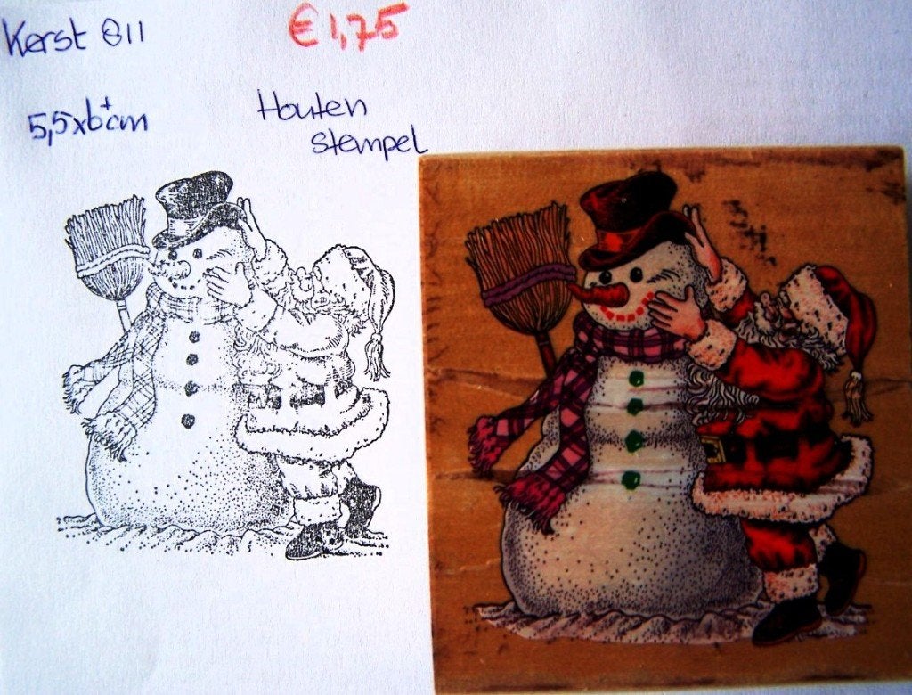 Kerst 811 Houten stempel, Hobby en Vrije tijd, Ophalen of Verzenden, Gebruikt, Houten stempel
