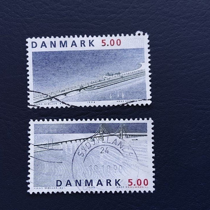 Denemarken postzegels - Brugmotief, gestempeld, Postzegels en Munten, Ophalen of Verzenden, Gestempeld