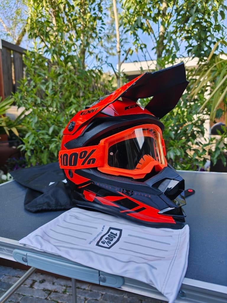 Kenny Croshelm YL track met 100% bril nieuw maat 51-52, Verzenden, Offroadhelm, Overige merken