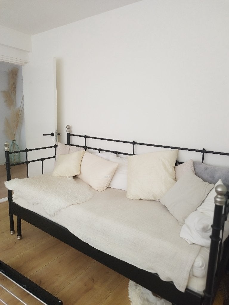 Bedbank, Ophalen, Gebruikt, 90 cm, Zwart