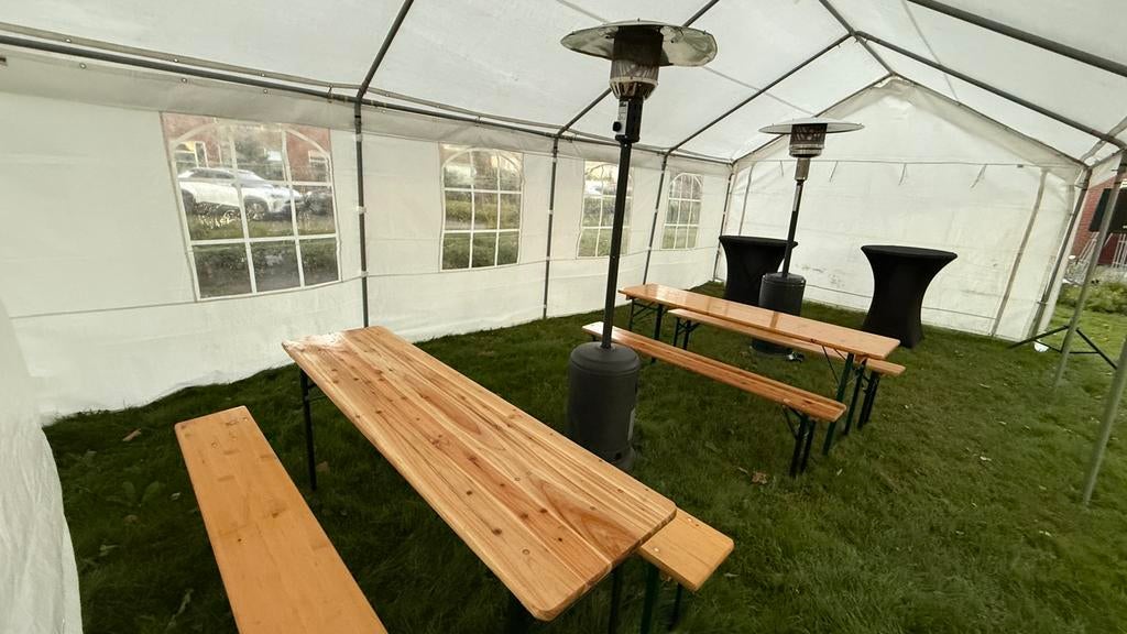 Verhuur biertafels, Tuin en Terras, Partytenten, Gebruikt, Ophalen