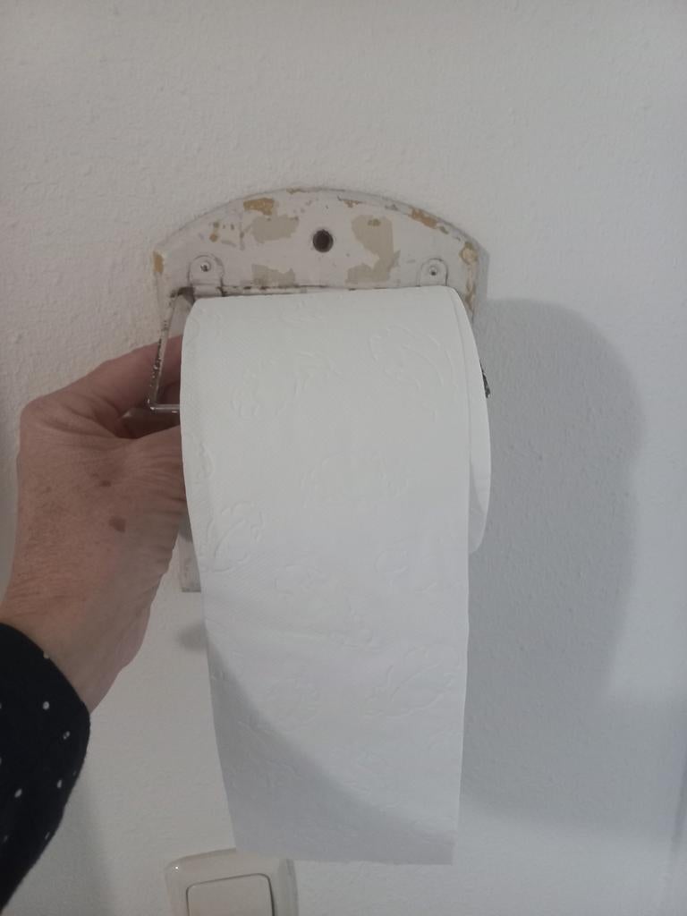 Oude toiletrolhouder, hout, toiletpapier,wc houder rol, Ophalen of Verzenden