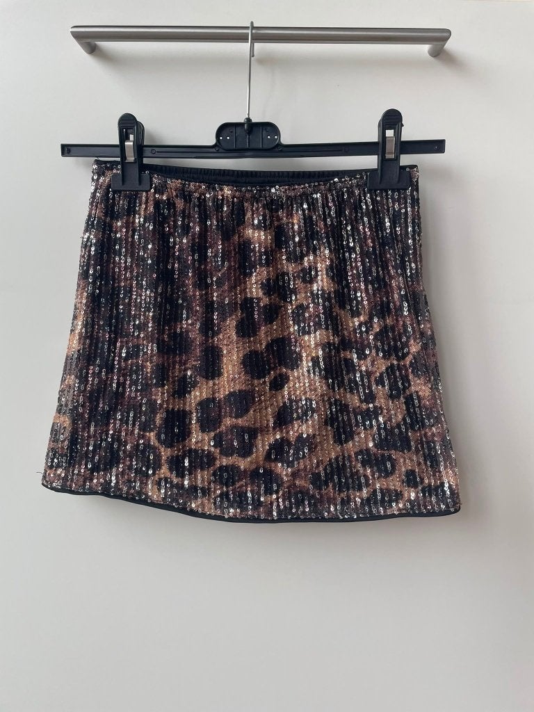 Erg leuk meisjes dames Shein rok panter print pailletten XS, Kleding | Dames, Bruin, Ophalen of Verzenden, Zo goed als nieuw, Maat 34 (XS) of kleiner