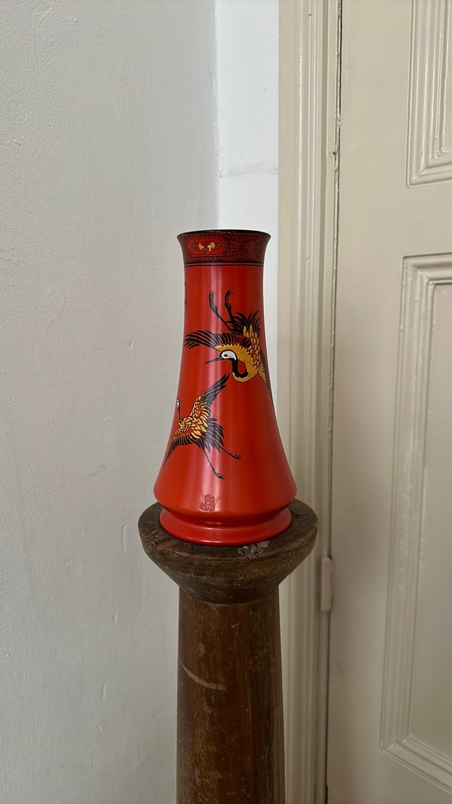Vintage Shelley vaas met kraanvogels, rood, Made in England, Ophalen of Verzenden