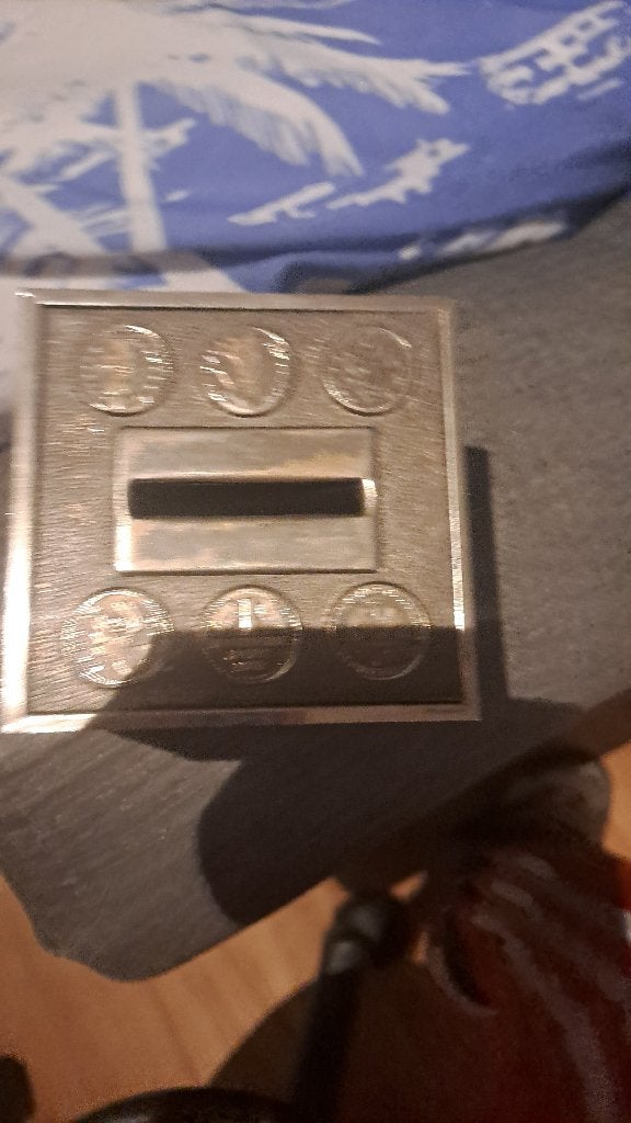 Kubus spaarpot, Ophalen of Verzenden, Gebruikt, Metaal of Blik, Dier