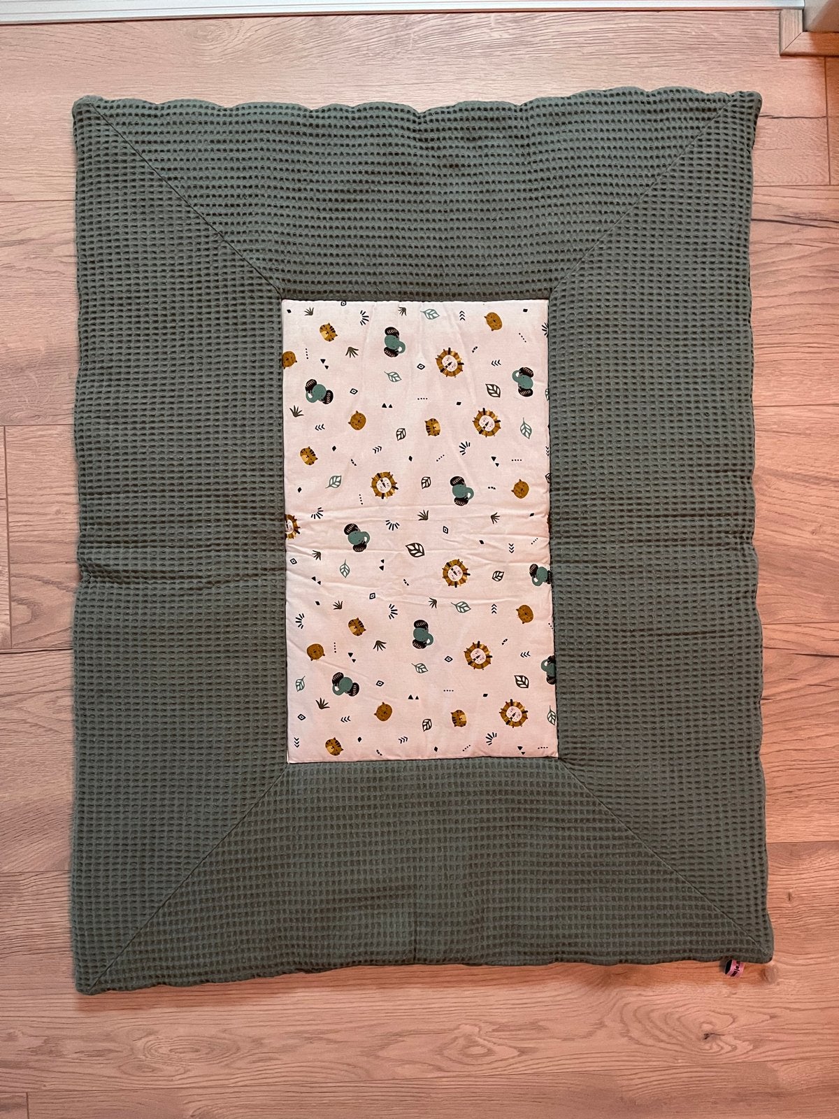 Boxkleed handgemaakt wafelstof met print, Ophalen of Verzenden, Nieuw, Rechthoekig, Boxkleed