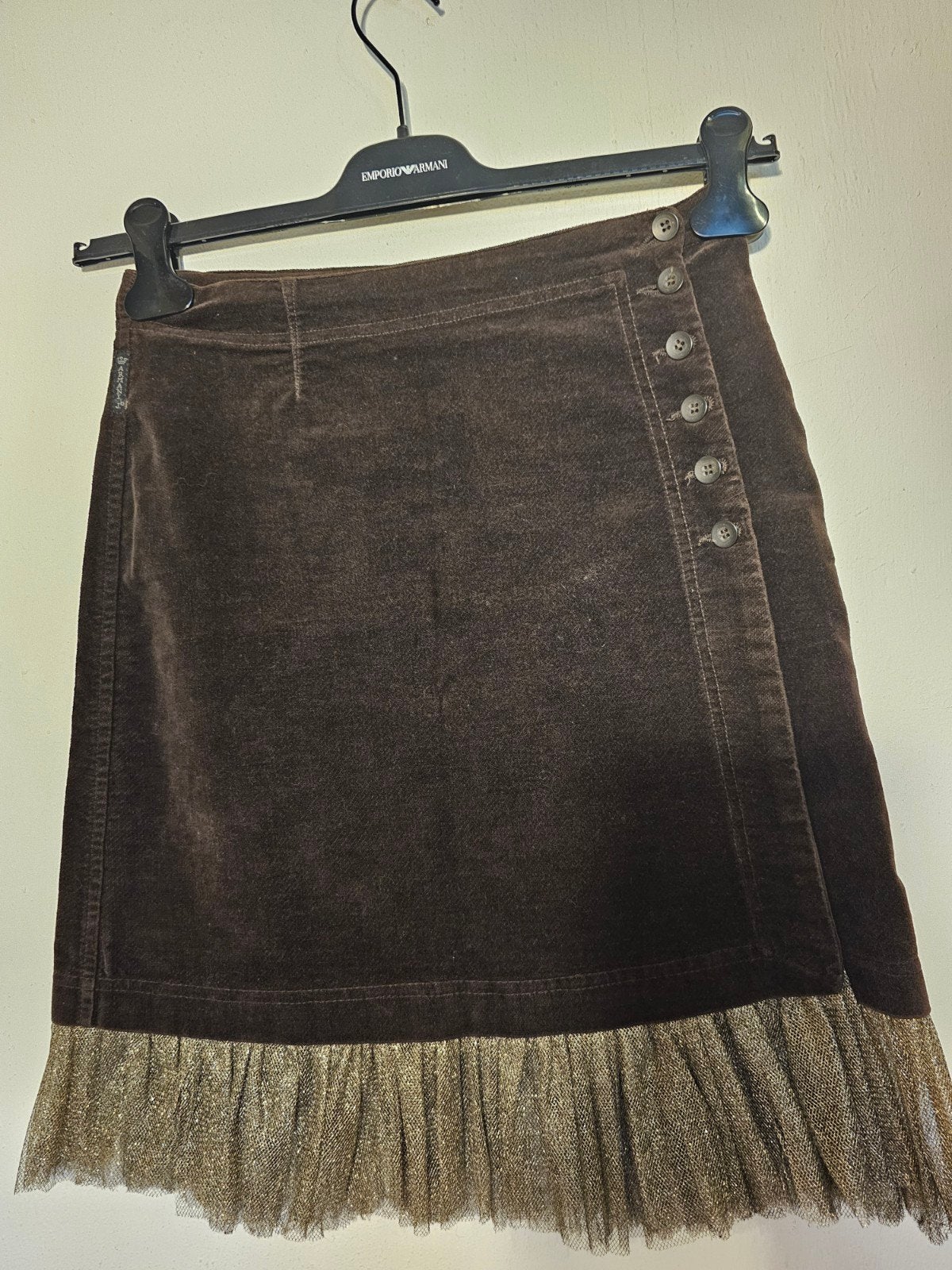 Armani Jeans corduroy rok met gouden ruches, Kleding | Dames, Rokken, Armani Jeans, Bruin, Ophalen of Verzenden, Zo goed als nieuw