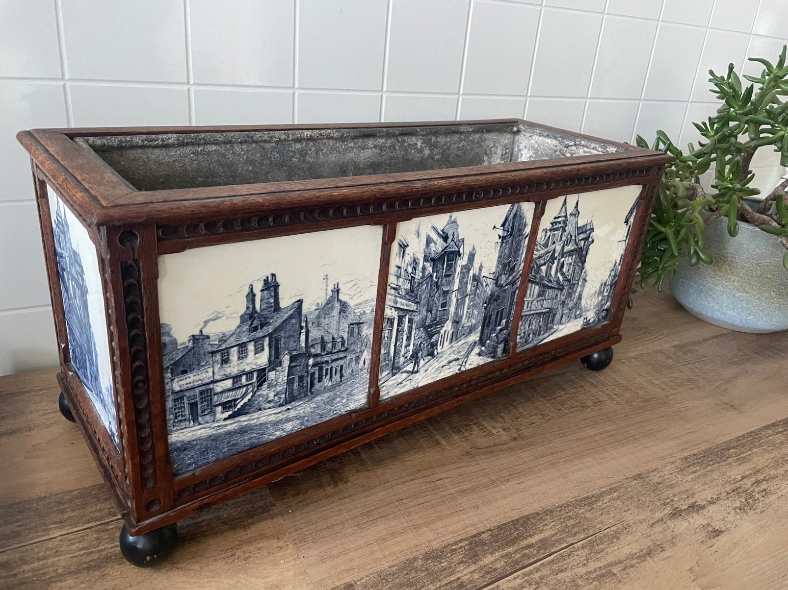 Victoriaanse Jardinière Plantenbak MINTON Tegels (ca. 1885), Antiek en Kunst, Ophalen