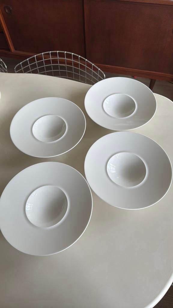 4x Intermezzo borden wit | Diep met brede rand | Pasta/soep, Ophalen of Verzenden