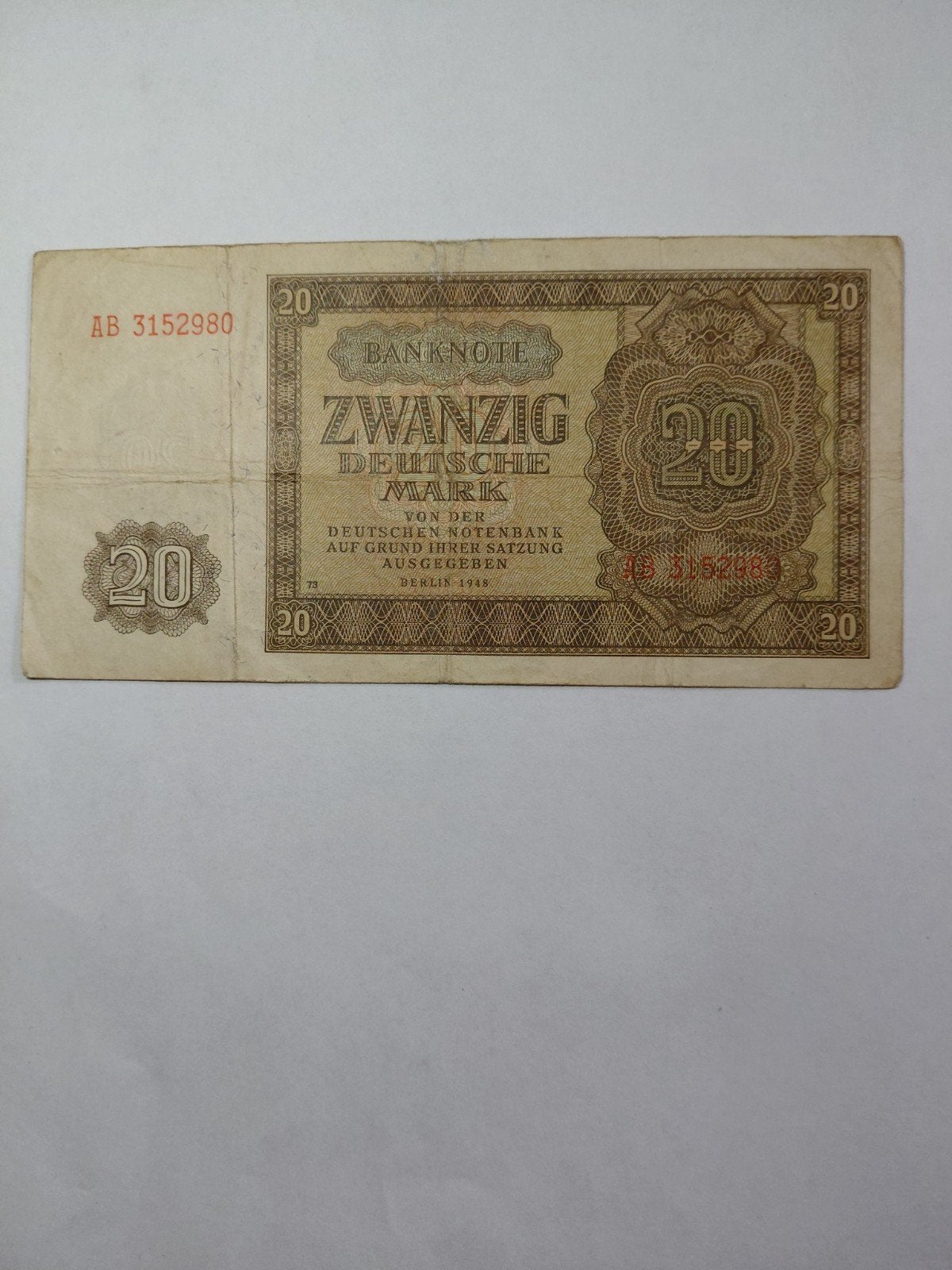 DDR 20 mark 1948, Postzegels en Munten, Bankbiljetten | Europa | Niet-Eurobiljetten, Ophalen of Verzenden, Duitsland