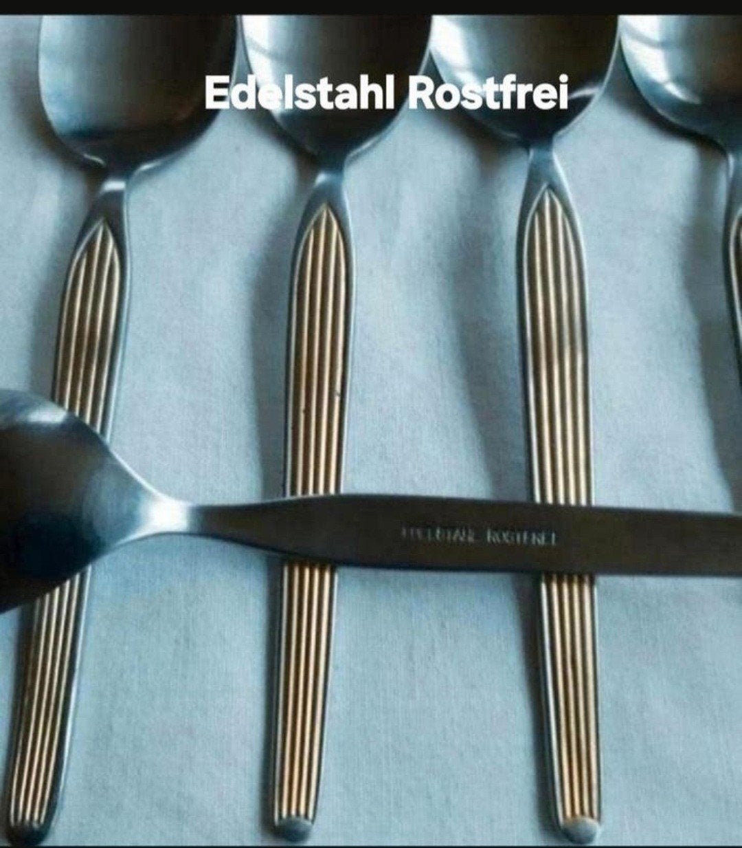 Edelstaal Roestvrij Duitse dessert thee lepels gouden streep, Ophalen of Verzenden, Rvs of Chroom