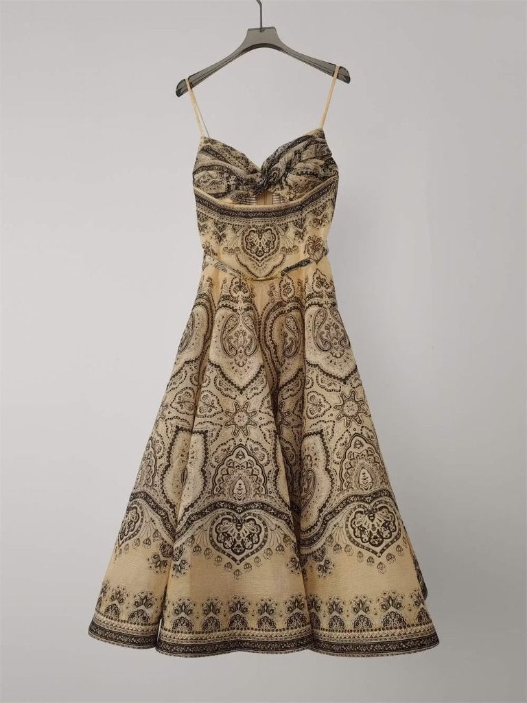 Prachtige zijde/linen jurk Zimmermann, Kleding | Dames, Jurken, Verzenden, Zo goed als nieuw, Maat 46/48 (XL) of groter, Onder de knie