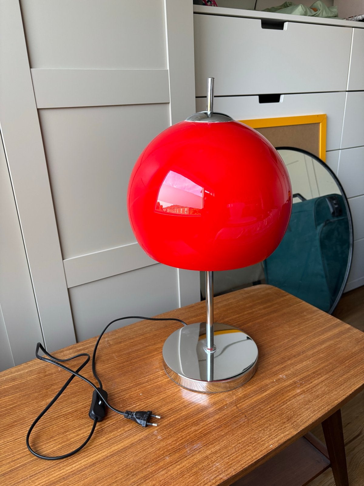 Retro rode tafellamp - Vintage design, Ophalen, Met schakelaar, Gebruikt, Vintage