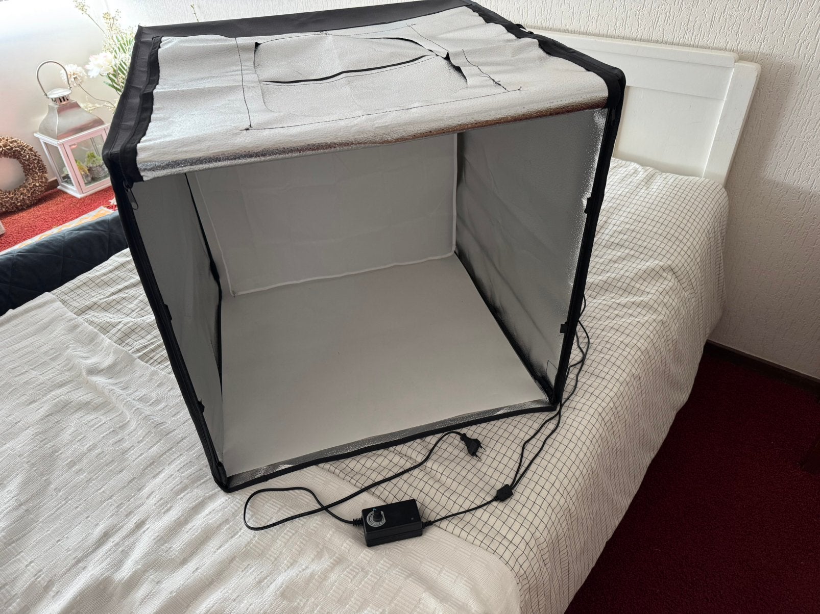 Draagbare fotostudio LIGHTBOX 60x60 Led met achtergronden, Ophalen of Verzenden, Zo goed als nieuw, Complete fotostudio