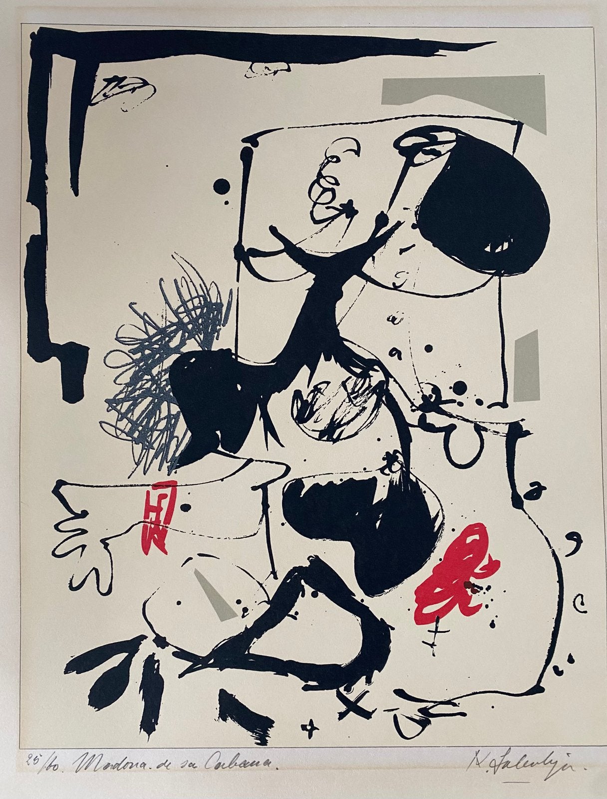 Litho Kees Salentijn getiteld Madona de sa Cabana, Antiek en Kunst, Kunst | Litho's en Zeefdrukken, Gesigneerd, Ophalen of Verzenden