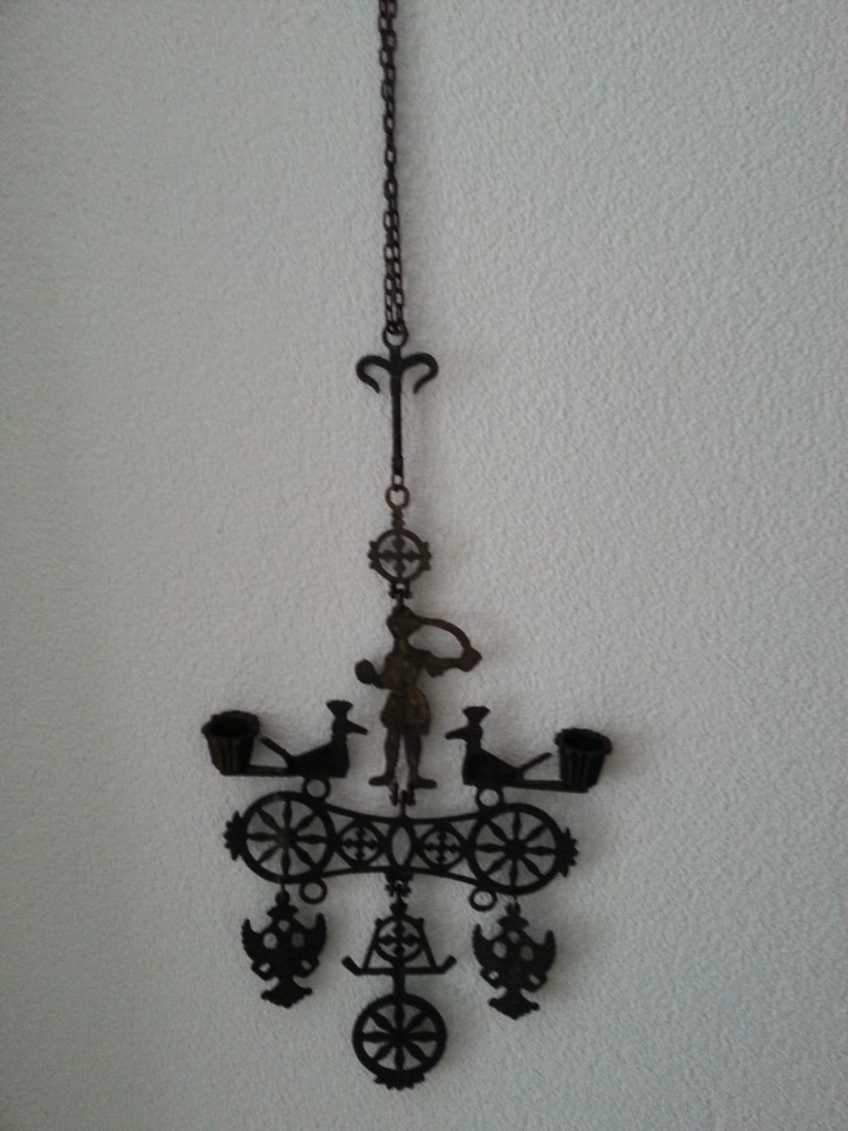 Byzantijns kruis met kandelaars en ophangketting, Antiek en Kunst, Antiek | Kandelaars, Ophalen of Verzenden, Overige materialen
