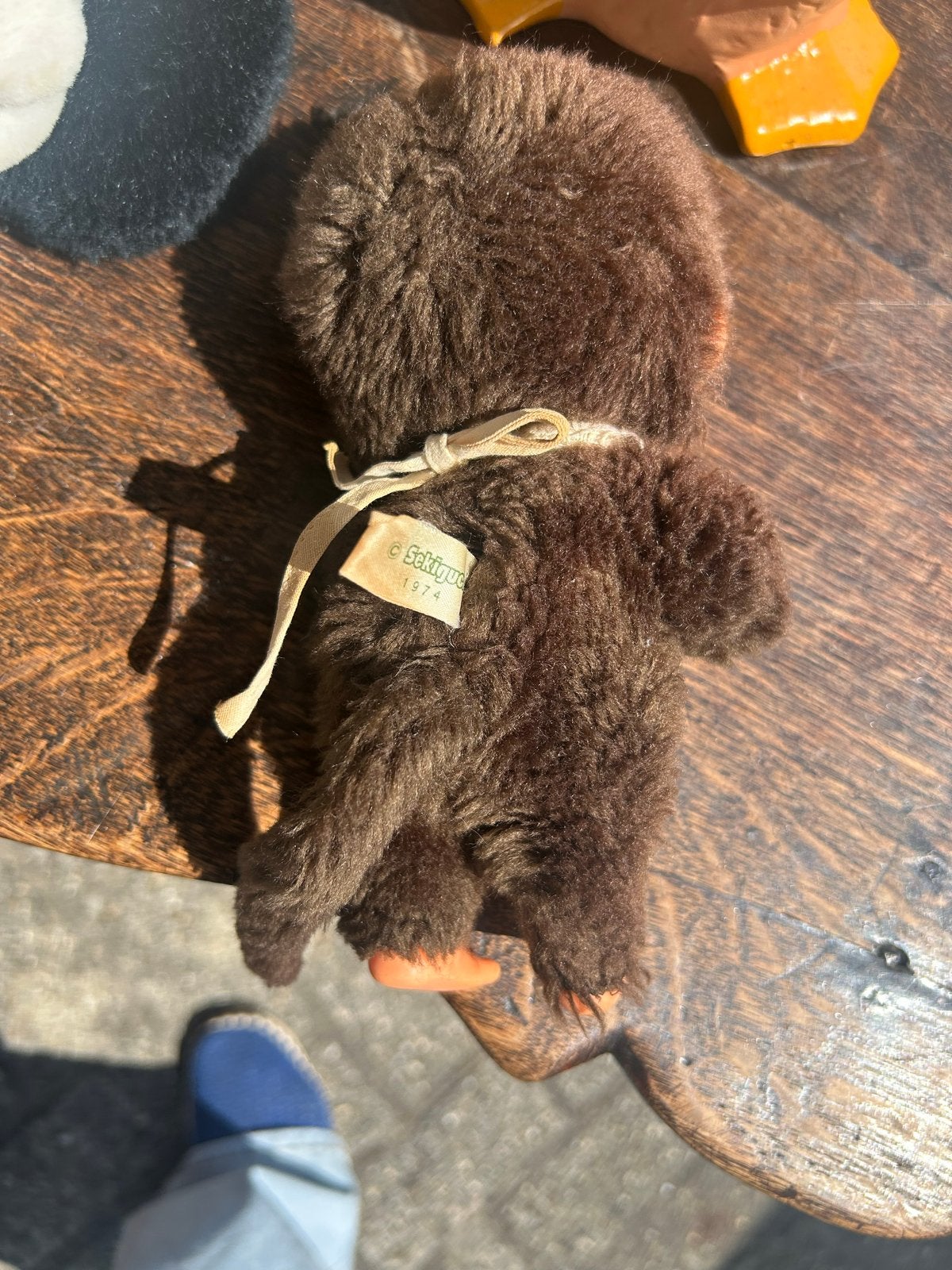 Vintage Monchhichi Sekiguchi 1974 knuffel aap bruin, Gebruikt, Overige merken, Overige karakters, Ophalen of Verzenden