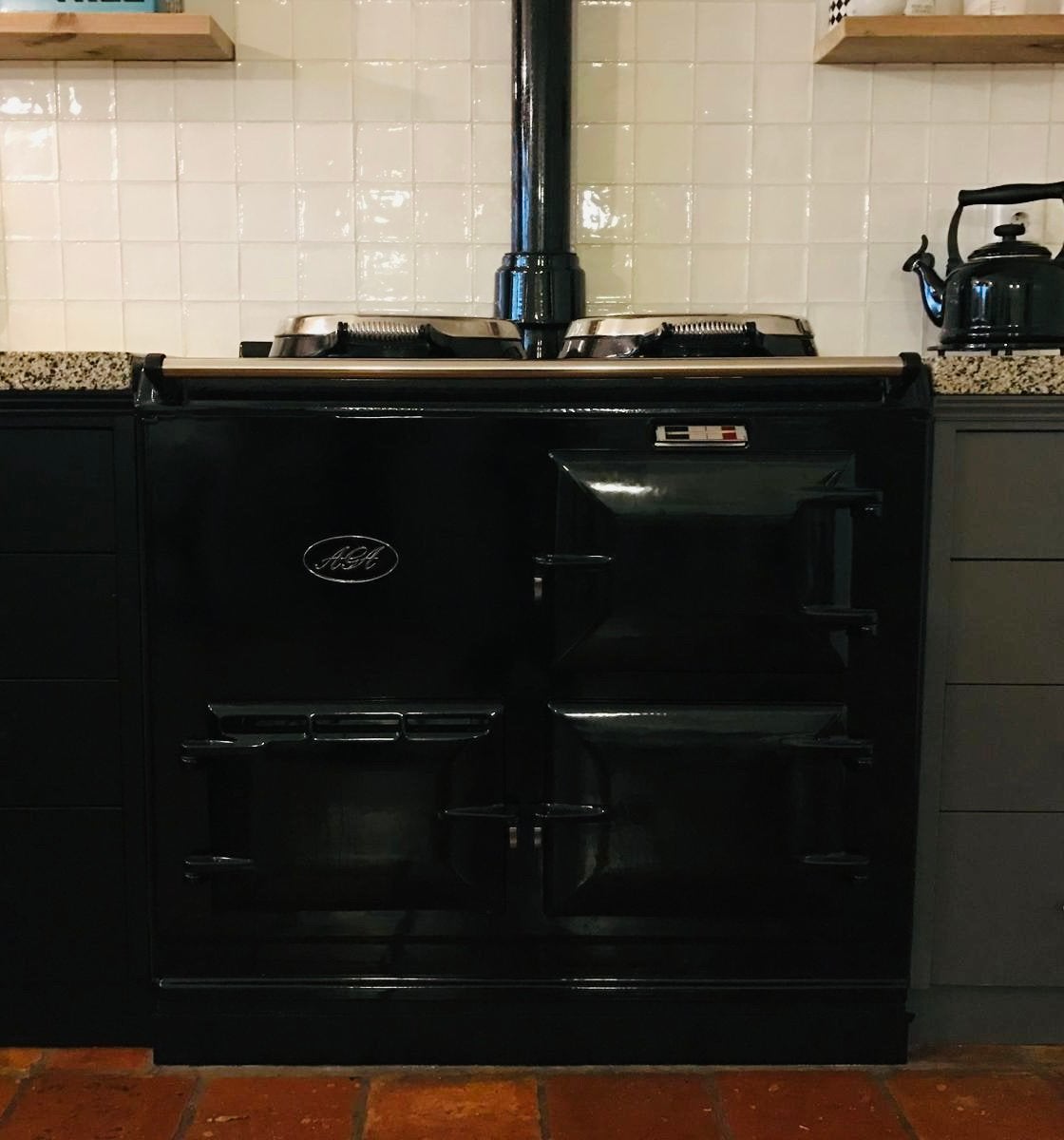 AGA fornuis 2-oven zwart, Witgoed en Apparatuur, Fornuizen, Ophalen, Gebruikt, 60 cm of meer, 4 kookzones