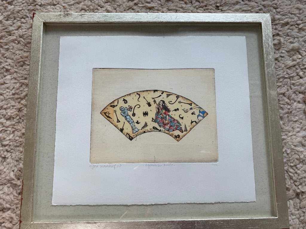 ets gea karhof lyrische suite met bladgouden lijst, Antiek en Kunst, Ophalen, Ets