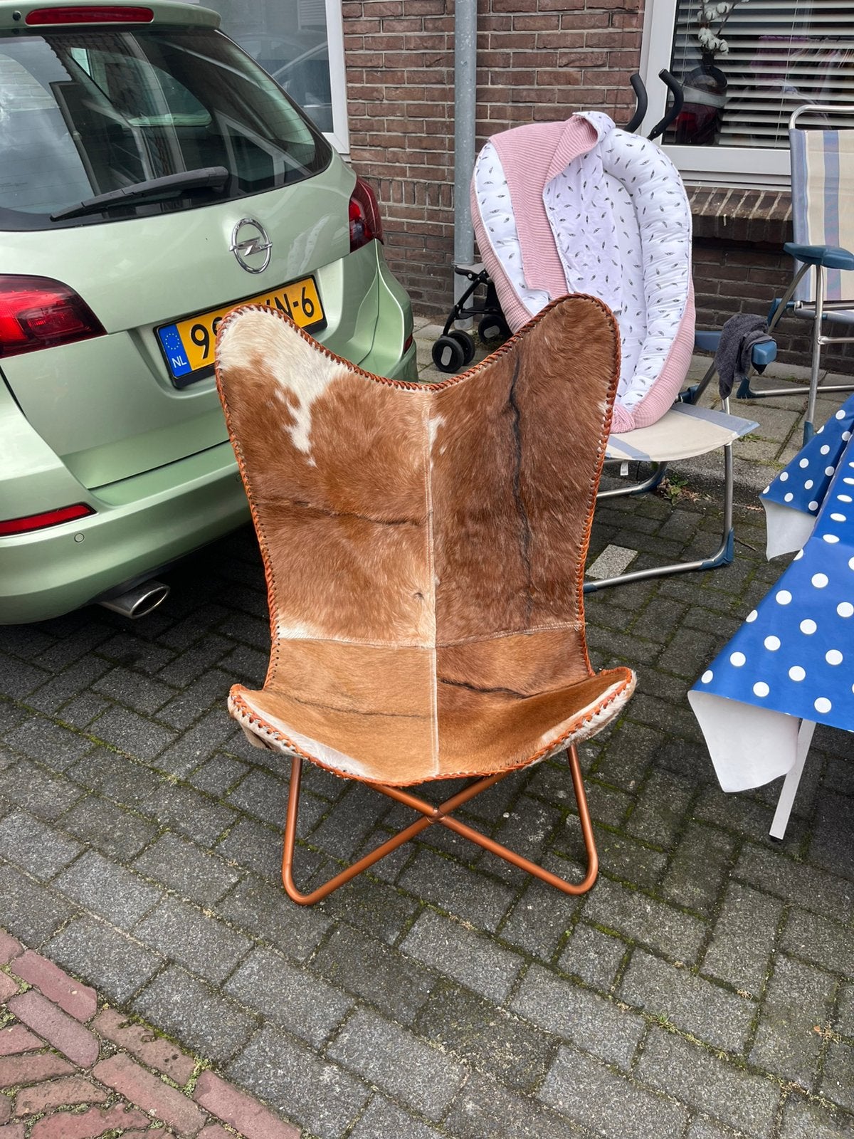 Koeien leren stoel, Huis en Inrichting, Ophalen, Zo goed als nieuw, Eén