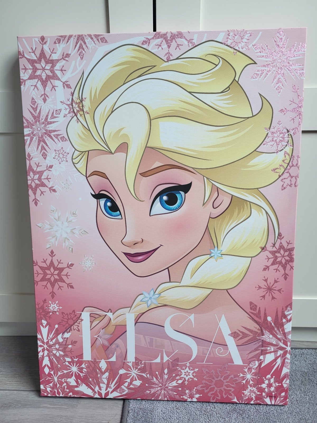Disney Frozen Elsa Canvas Schilderij - Roze Glitter, Ophalen
