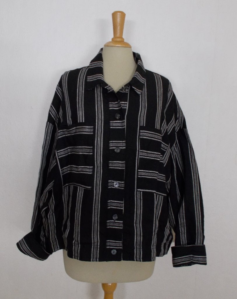Mooie zwarte linnen blouse van Summum! 42/XL, Verzenden, Zo goed als nieuw, Maat 42/44 (L), Zwart