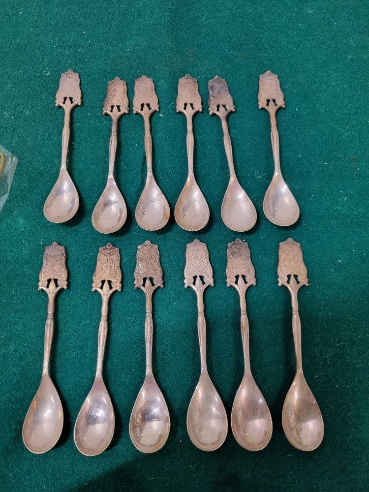 koffielepels 12 provincies art l90 vintage verzilverd, Ophalen of Verzenden, 'T Olde Gre-j, Info@toldegrej.nl, Endepoelstraat 20f Didam