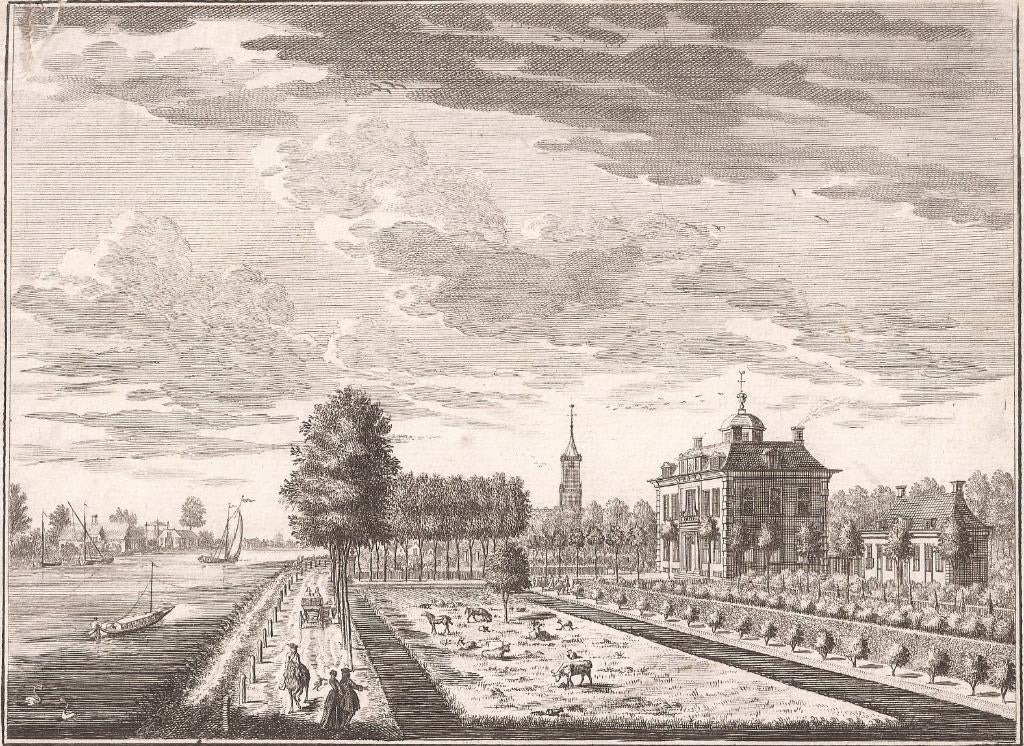 Loenens gesigt aen de Vecht, naer de tooren van het Dorp te, Antiek en Kunst, Kunst | Etsen en Gravures, Origineel, Stadsgezicht