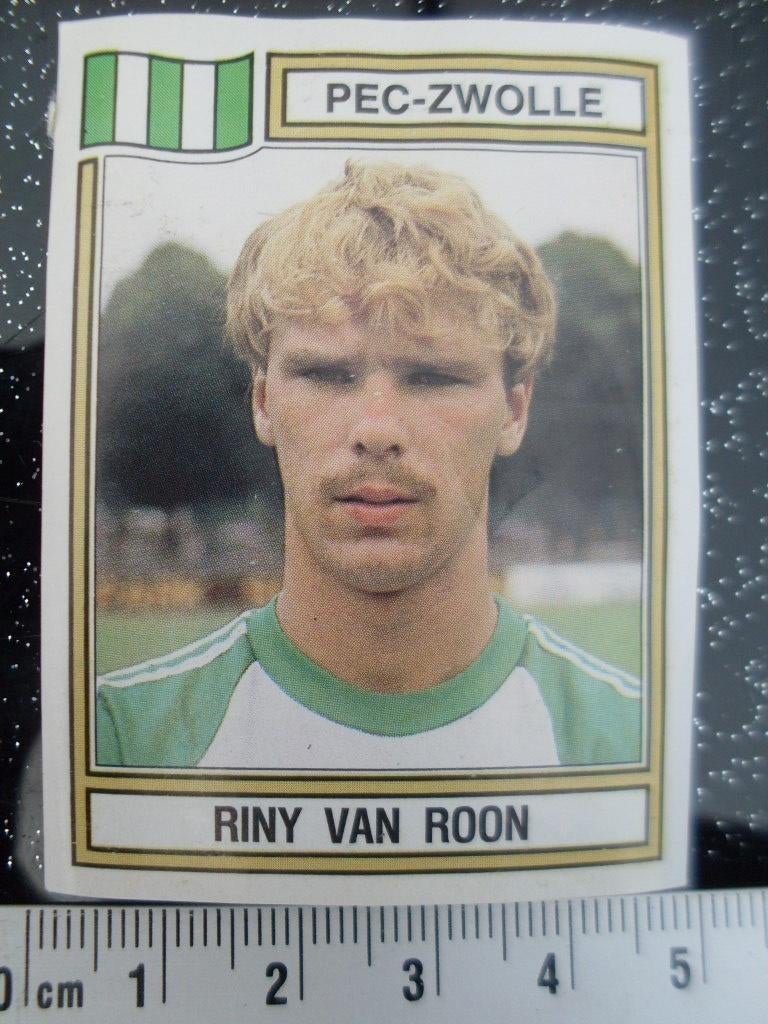 panini sticker voetbal 83 pec zwolle Riny van Roon nr 218, Verzenden, Zo goed als nieuw, Overige binnenlandse clubs, Poster, Plaatje of Sticker