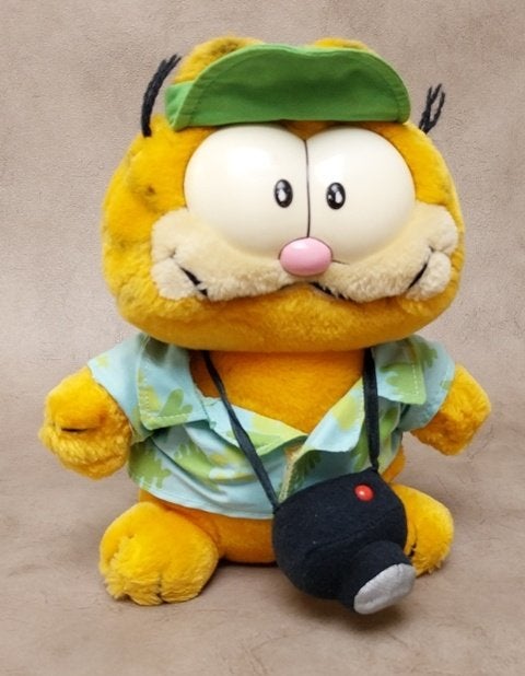 Vintage Garfield "Tourist with camera", Verzamelen, Ophalen of Verzenden, Garfield, Gebruikt, Beeldje of Figuurtje
