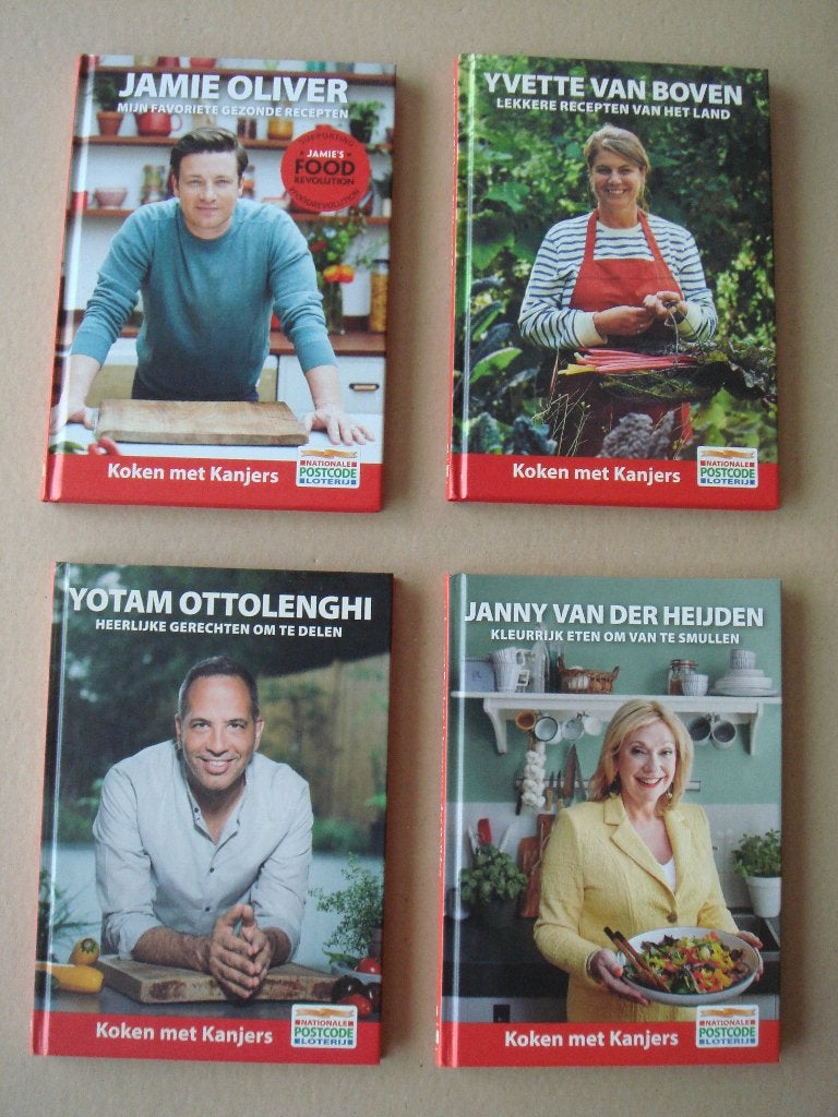 Kookboeken Koken met kanjers - deel 1 t/m 4 Postcode Loterij, Ophalen of Verzenden, Zo goed als nieuw