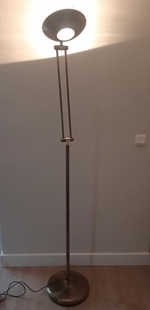 Vintage Massive uplighter vloerlamp messing/brons – boven &, Huis en Inrichting, Ophalen of Verzenden, 150 tot 200 cm