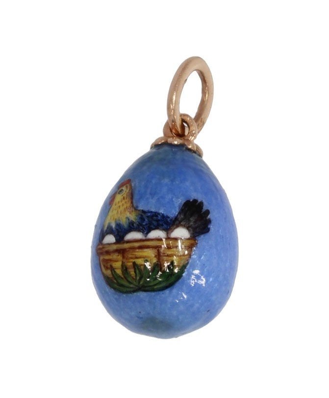 Rusland ei faberge 14k gouden hanger ketting kip fraai, Voordeelsieraden, Ophalen of Verzenden, Zo goed als nieuw, Met edelsteen