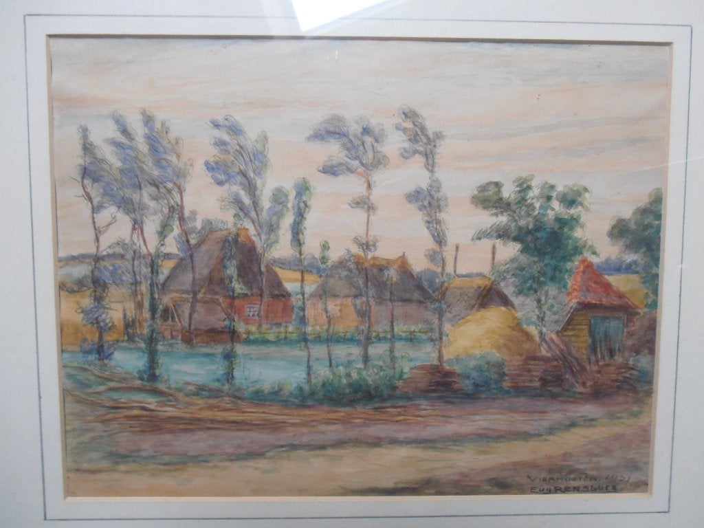 Vierhouten aquarel, Antiek en Kunst, Ophalen of Verzenden