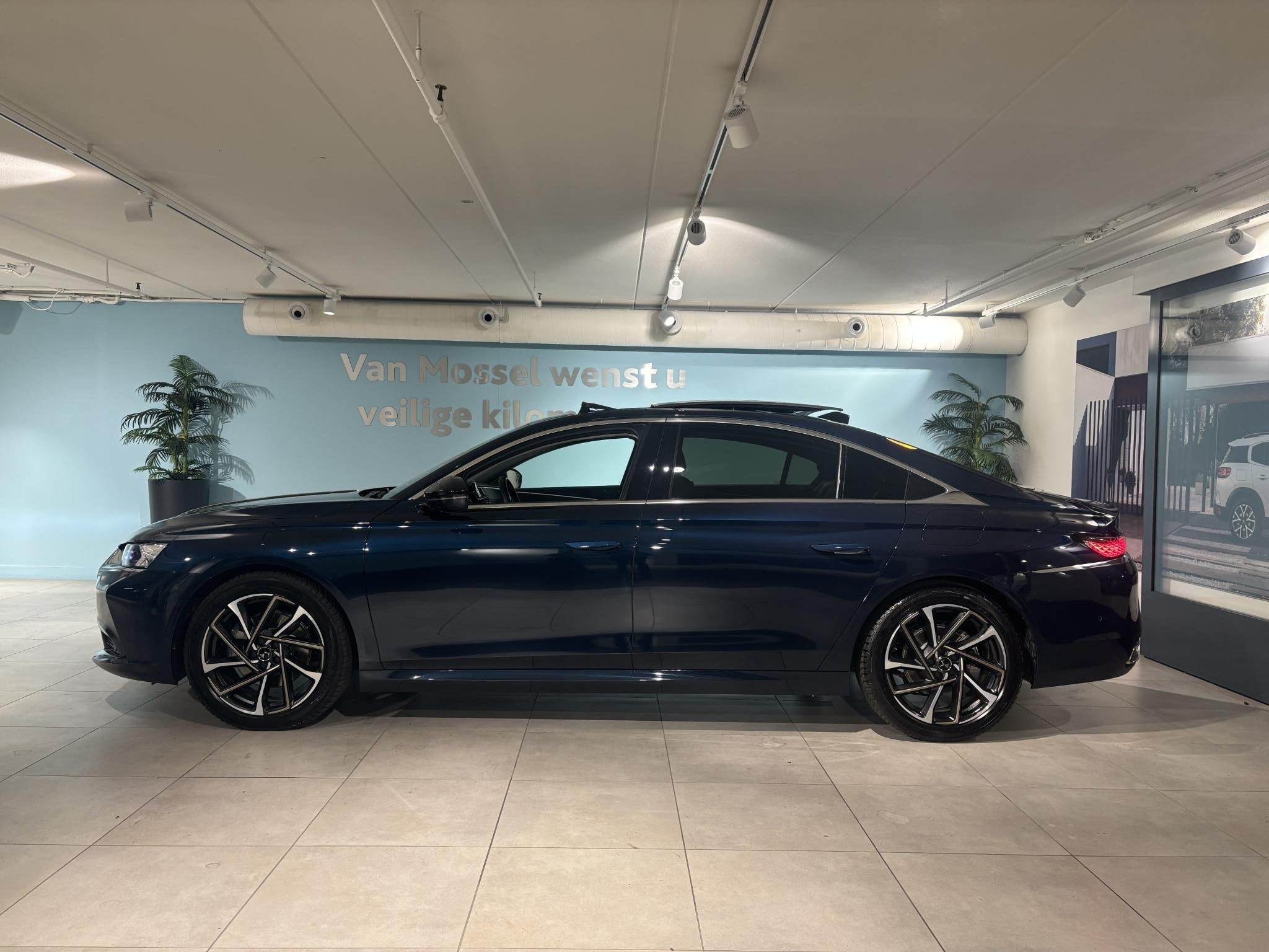 DS 9 E-Tense Opéra Première | Schuif/Kanteldak | Navigatie, Auto's, 12 maanden, 4 cilinders, Blauw, Hybride Elektrisch/Benzine