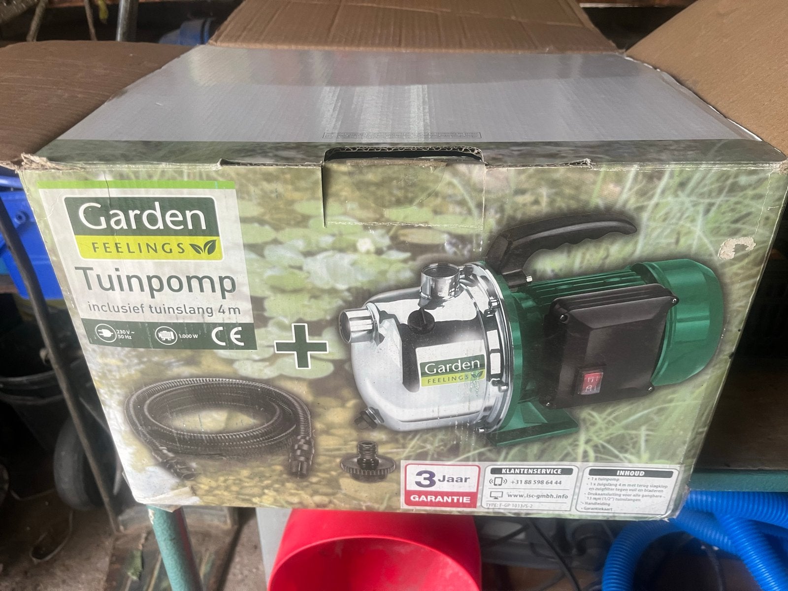 Garden Feelings Tuinpomp inclusief tuinslang 4m, Tuin en Terras, Ophalen of Verzenden, Nieuw, Elektrisch, Besproeiingspomp