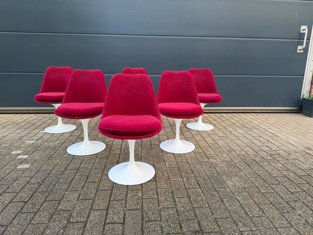 6x originele vintage Knoll Tulip dining chairs Eero Saarinen, Ophalen of Verzenden, Vitra møller wegner fritz hansen togo sede b&b italia cassina