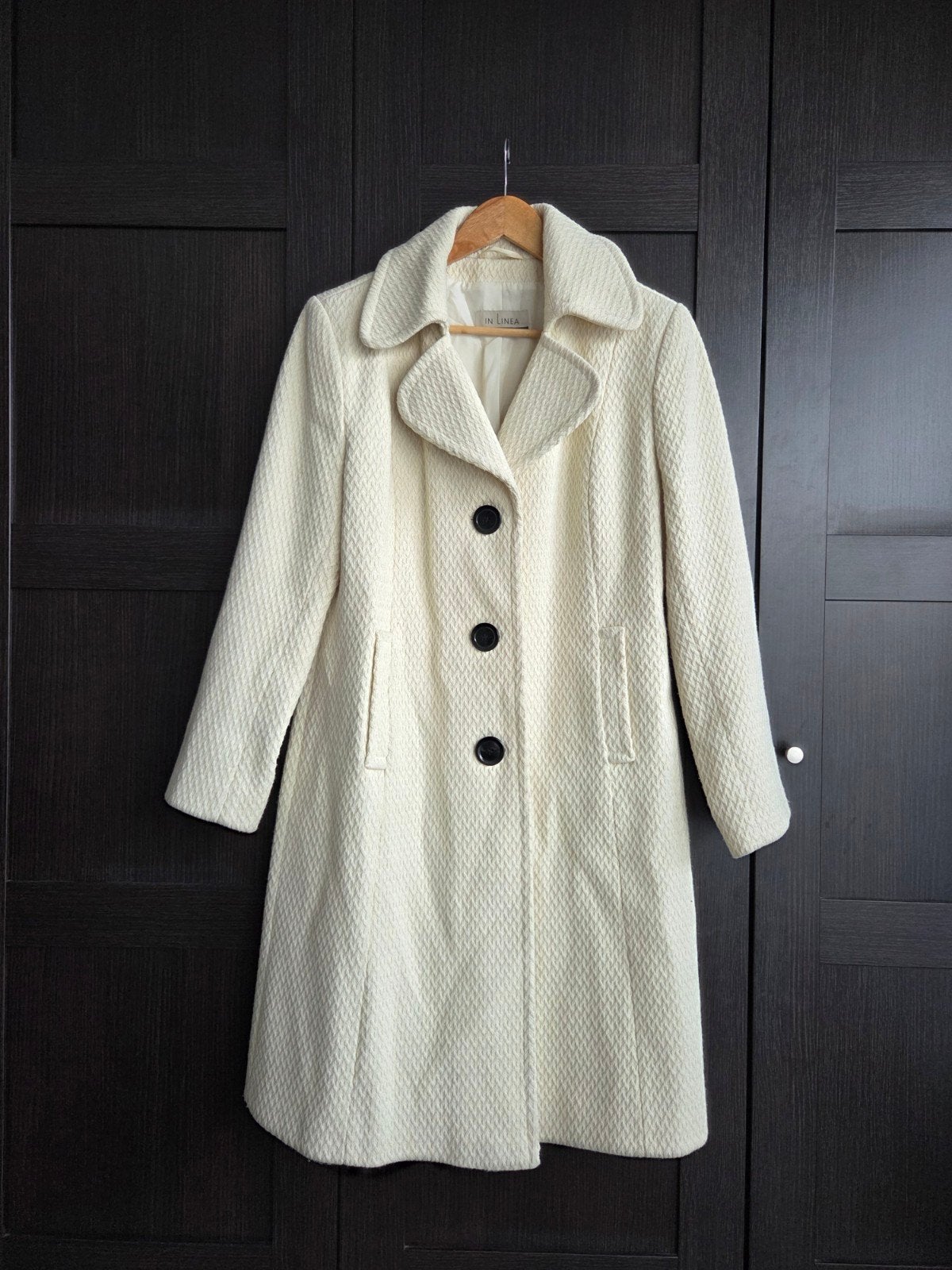 In Linea trenchcoat wol jas butter yellow geel creme 42 niew, Maat 38/40 (M), Geel, In Linea, Ophalen of Verzenden