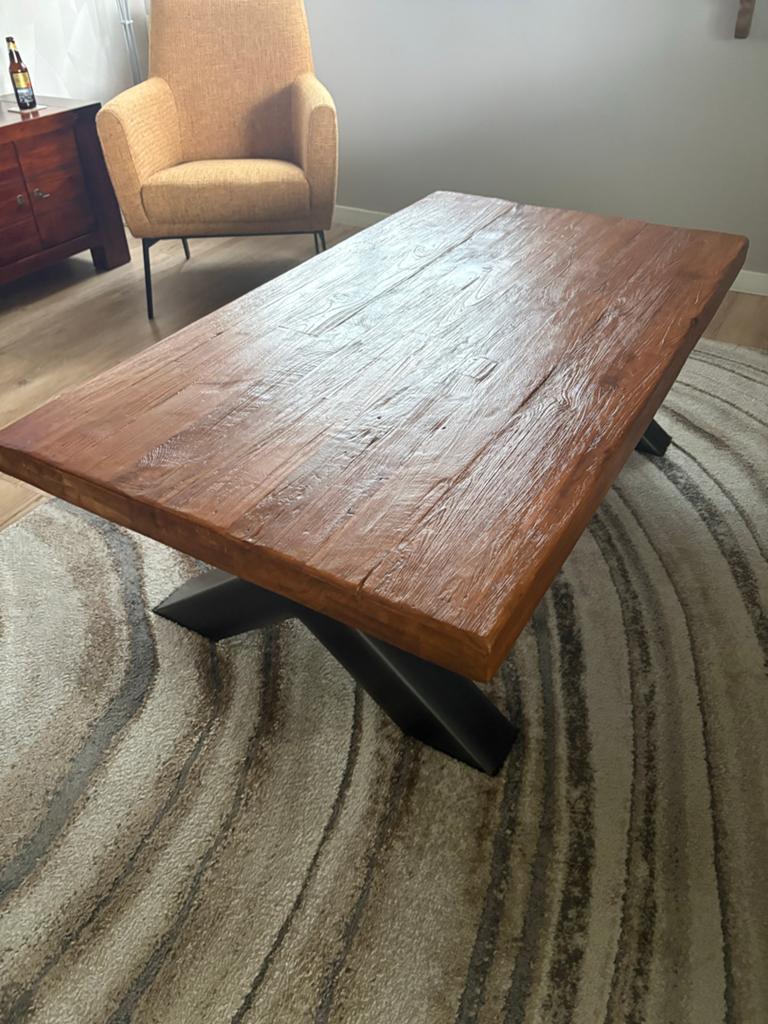 Massief eiken tafel van Pronto Wonen - Zo goed als nieuw, Huis en Inrichting, Ophalen, Eikenhout, 200 cm of meer, 50 tot 100 cm