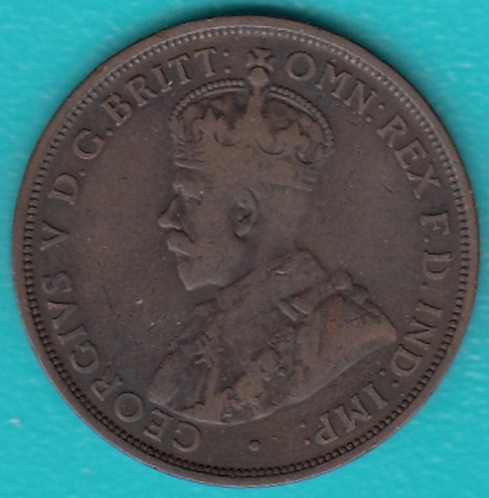 Australië Penny 1912H George V, KM# 23 in munthouder, Ophalen of Verzenden, Losse munt