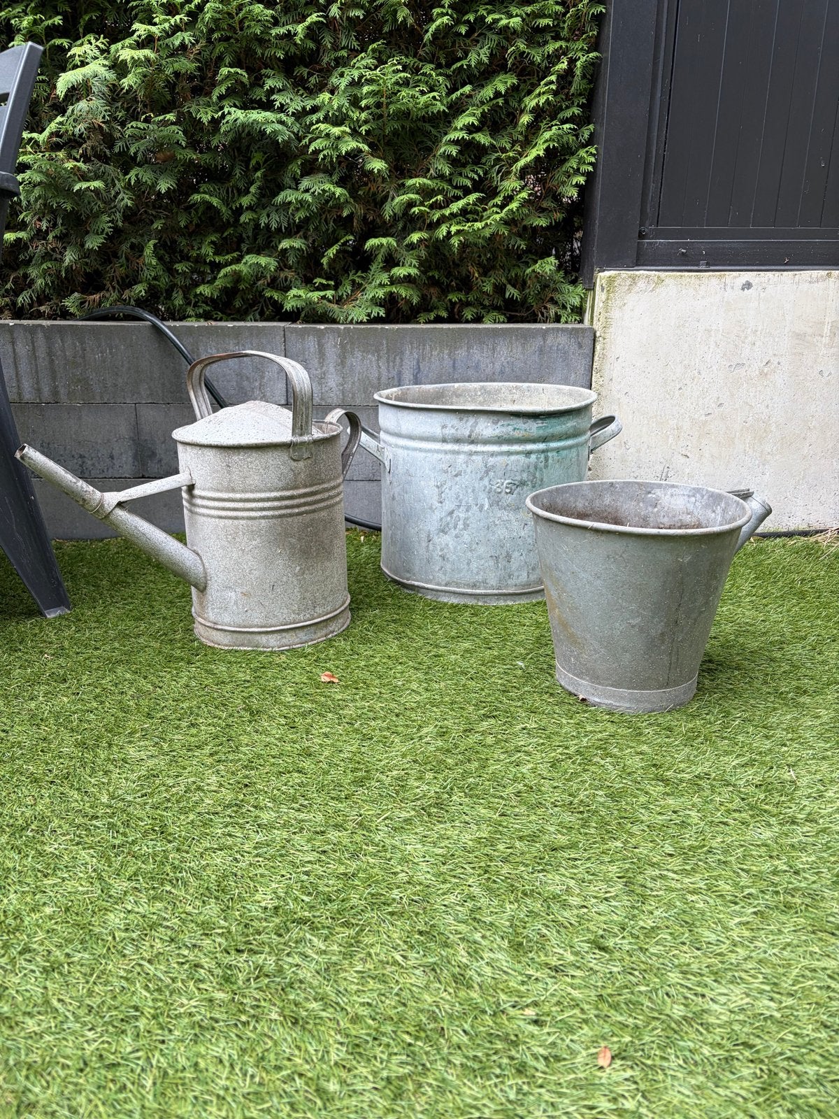 Zinken potten, putemmer en gieter set, Tuin en Terras, Gebruikt, Minder dan 60 cm, Rond, Ophalen of Verzenden