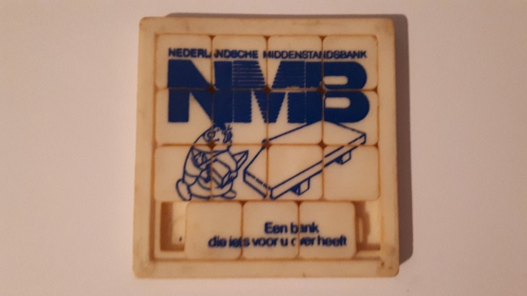 Vintage NMB-schuifpuzzel (Nederlandsche Middenstandsbank), Verzamelen, Ophalen of Verzenden, Gebruikt, Overige typen
