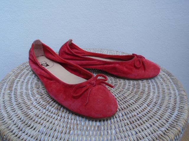 Si rode suede leren ballerina's, instappers, flatjes 37, Nieuw, Si!, Rood, Ballerina's