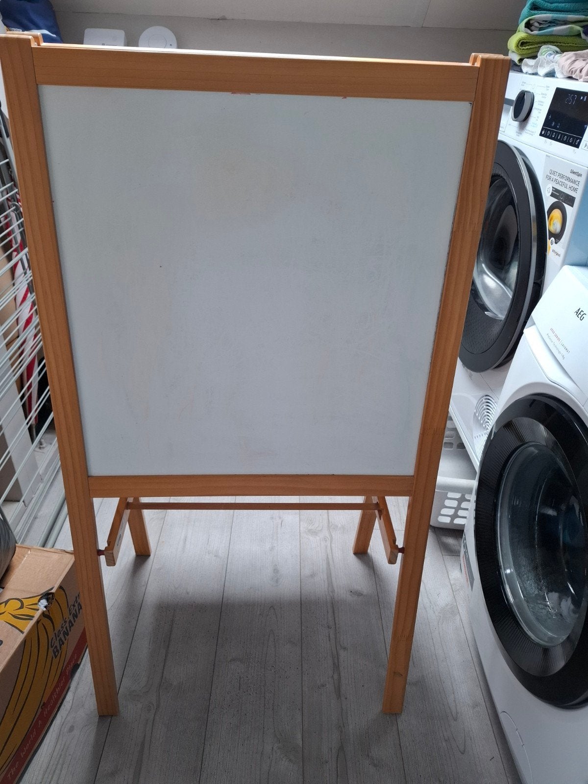 Houten kinderbord: krijtbord en whiteboard, Ophalen, Gebruikt, Knutselen