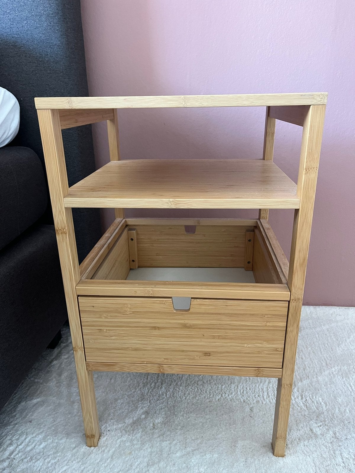 Bamboe nachtkastje, Ophalen, Minder dan 45 cm, 55 tot 70 cm, Zo goed als nieuw